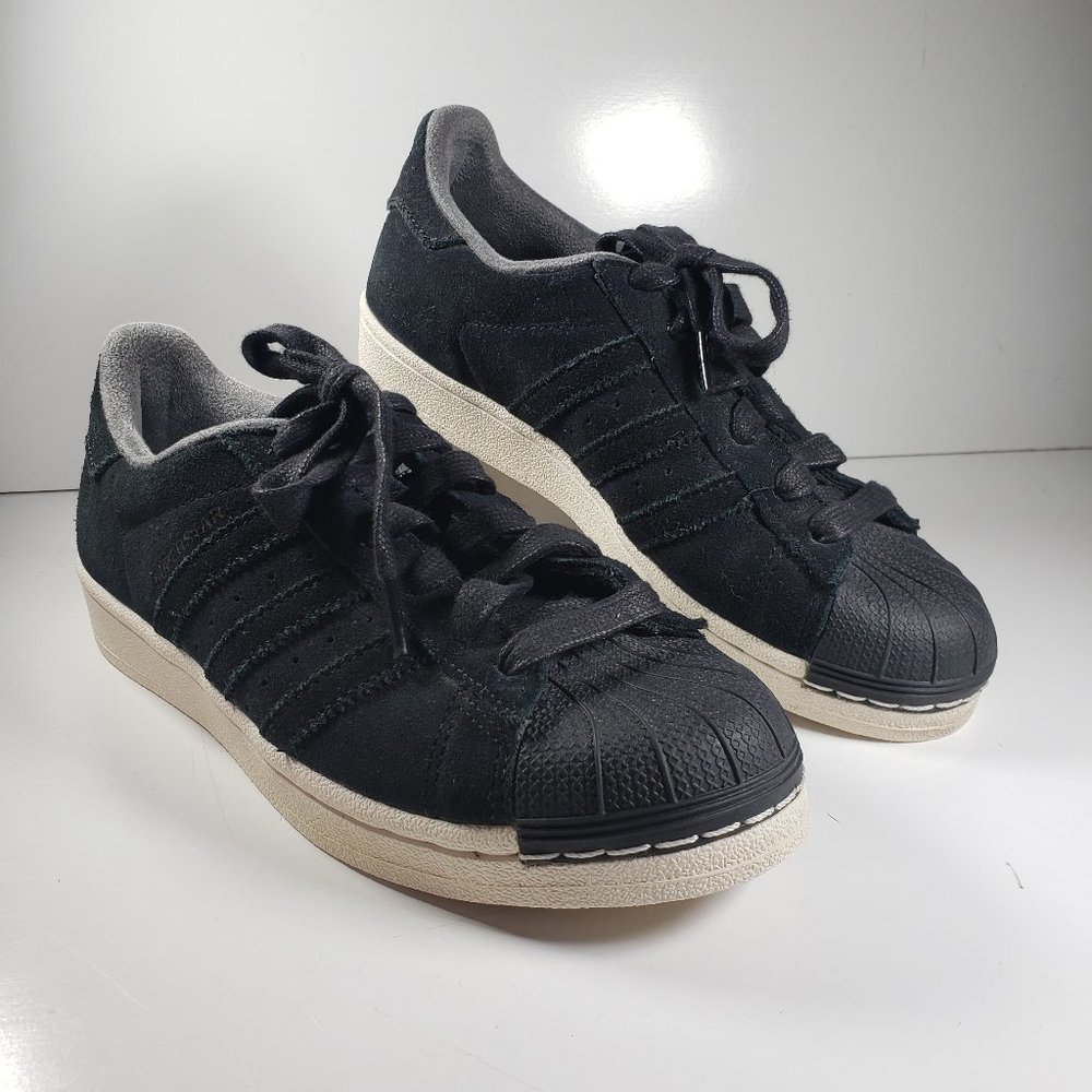 Adidas Original Superstar Black Suede Classic Look Men's 5, Womens 6.5